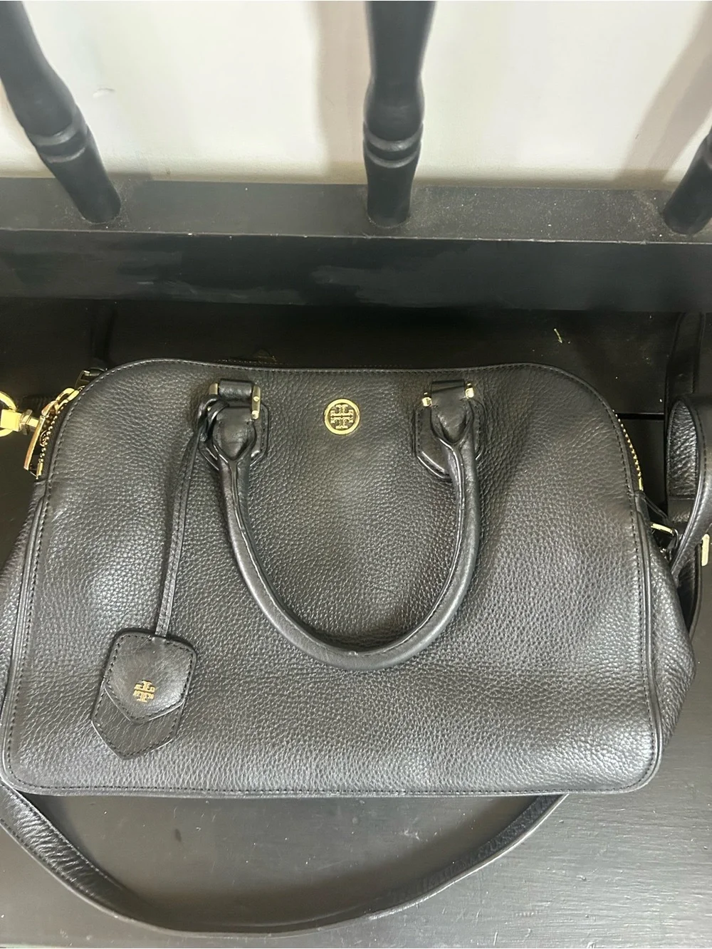 Tory Burch Black Pebbled Leather Satchel crossbody mint never used